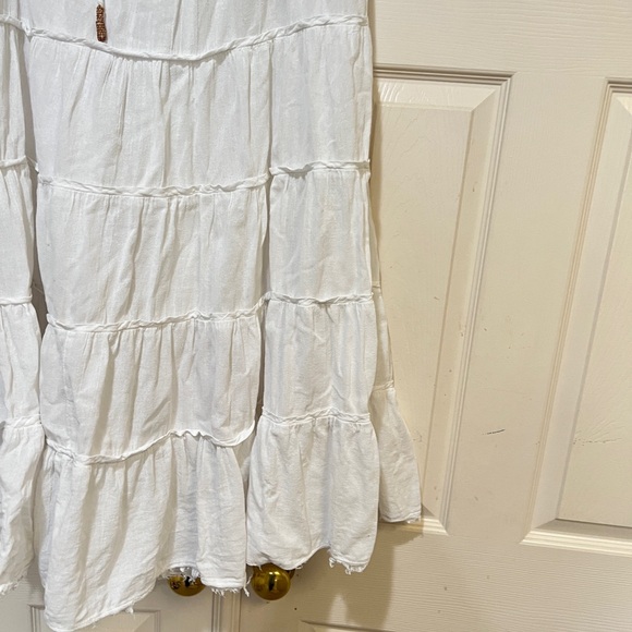 Free People Women's Simply Smitten White Tiered Cotton Maxi Skirt large boho - Picture 5 of 10
